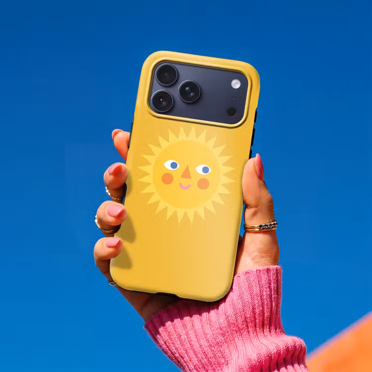 Telefoonhoesje Toughcase - Zon - Gezicht - Zomer - Illustratie - Geel — 2