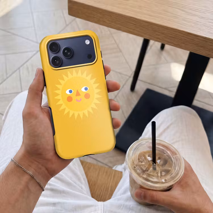 Telefoonhoesje Toughcase - Zon - Gezicht - Zomer - Illustratie - Geel — 4