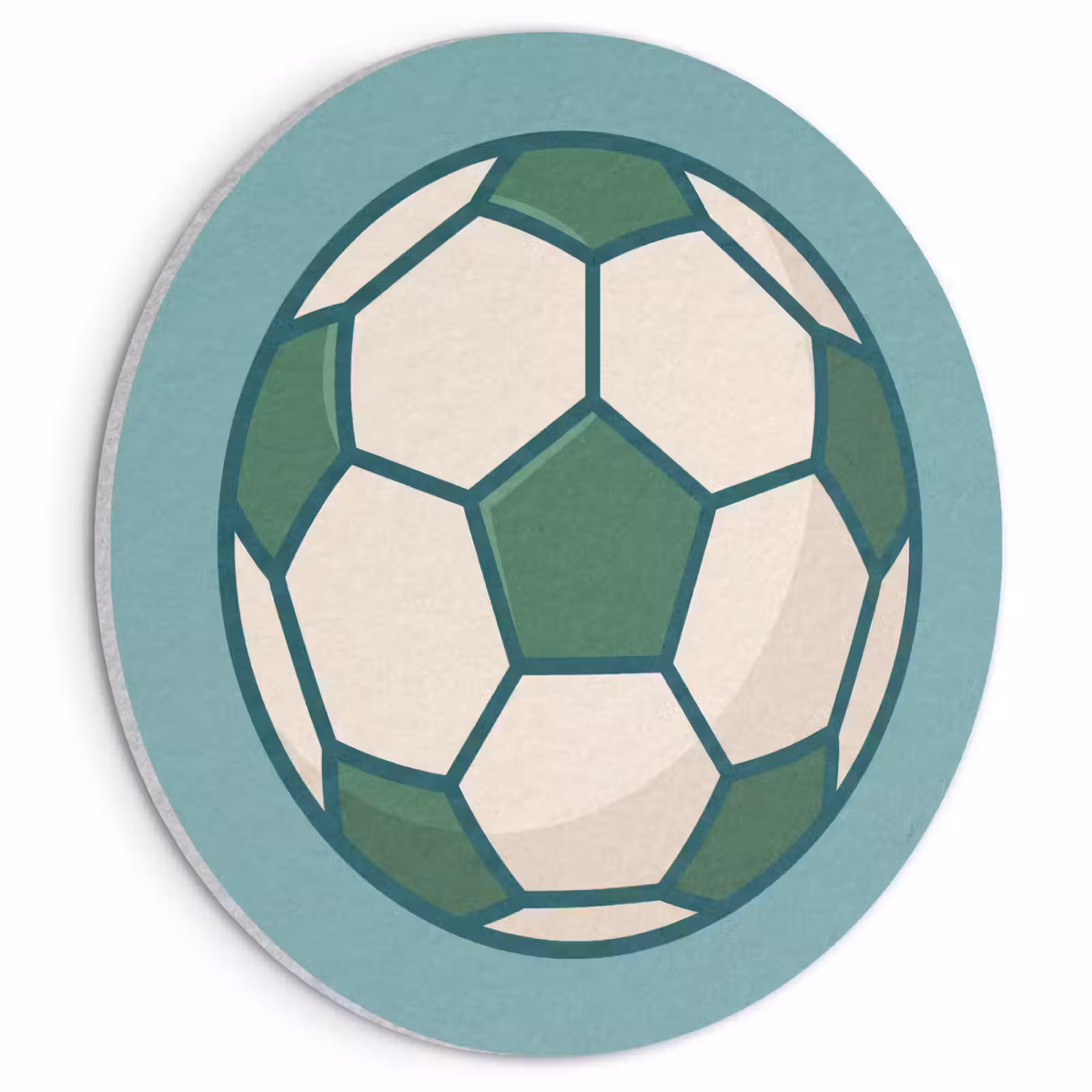 Akoestisch schilderij rond - Voetbal - Geometrisch - Sport - Illustratie - Blauwgroen — 1