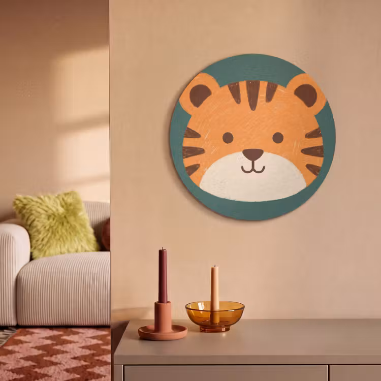 Akoestisch schilderij rond - Dieren - Kop - Oranje - Illustratie - Modern — 2