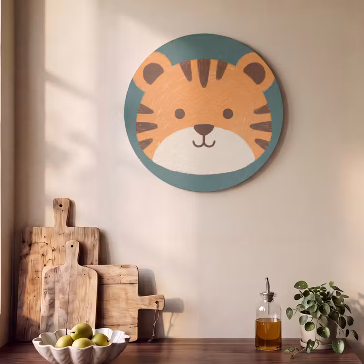 Akoestisch schilderij rond - Dieren - Kop - Oranje - Illustratie - Modern — 4