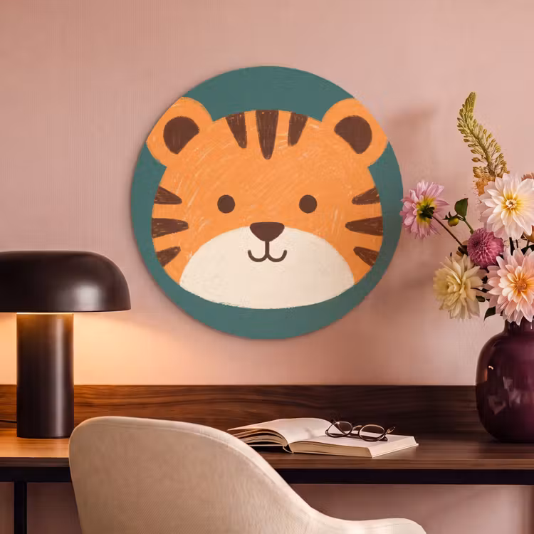 Akoestisch schilderij rond - Dieren - Kop - Oranje - Illustratie - Modern — 6
