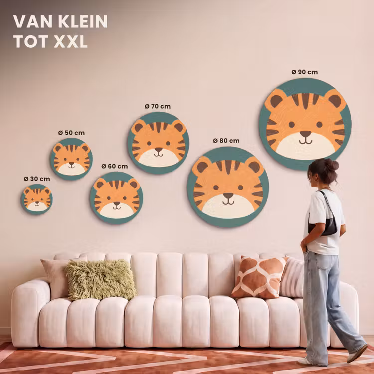 Akoestisch schilderij rond - Dieren - Kop - Oranje - Illustratie - Modern — 7