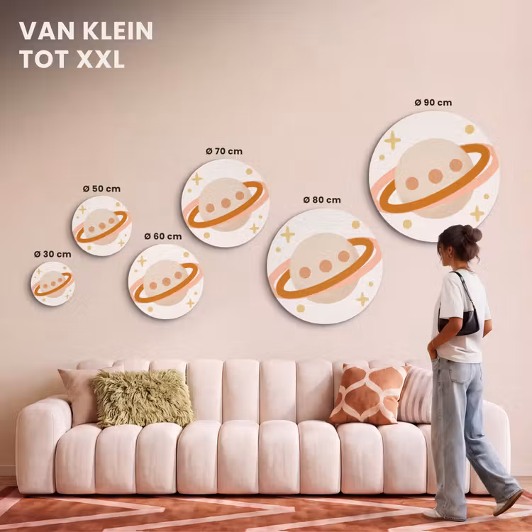 Akoestisch schilderij rond - Planeet - Ringen - Ruimte - Illustratie - Beige — 7