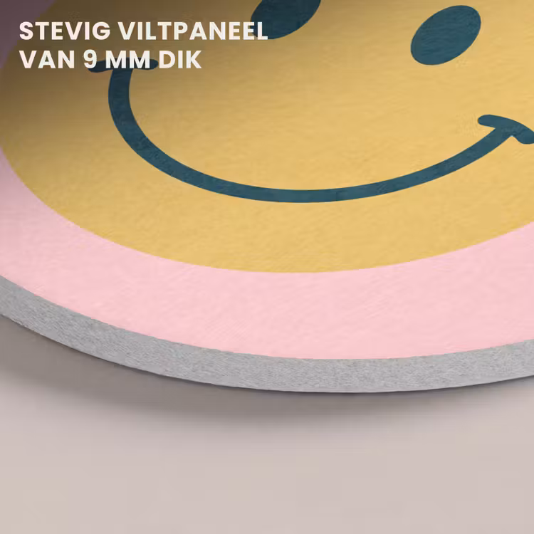 Akoestisch schilderij rond - Smiley - Geel - Roze - Symbool - Minimalistisch — 5