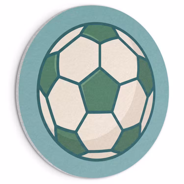 Akoestisch schilderij rond - Voetbal - Geometrisch - Sport - Illustratie - Blauwgroen — 1