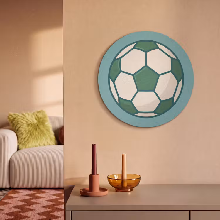 Akoestisch schilderij rond - Voetbal - Geometrisch - Sport - Illustratie - Blauwgroen — 2