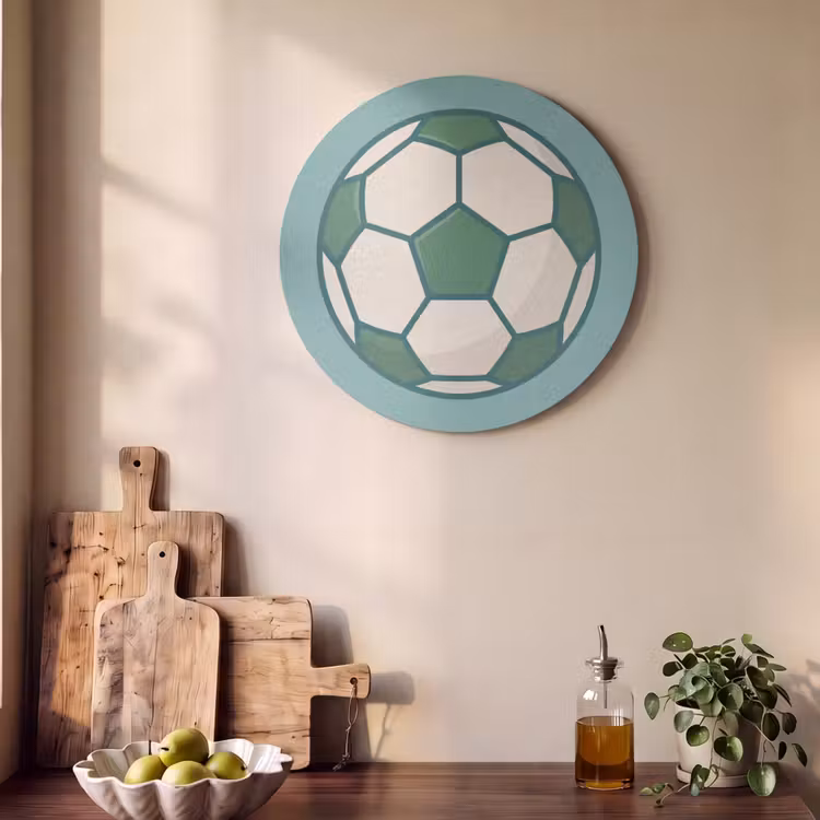 Akoestisch schilderij rond - Voetbal - Geometrisch - Sport - Illustratie - Blauwgroen — 4