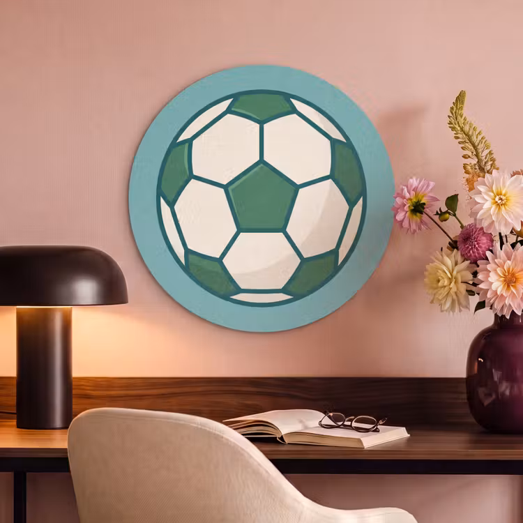 Akoestisch schilderij rond - Voetbal - Geometrisch - Sport - Illustratie - Blauwgroen — 6
