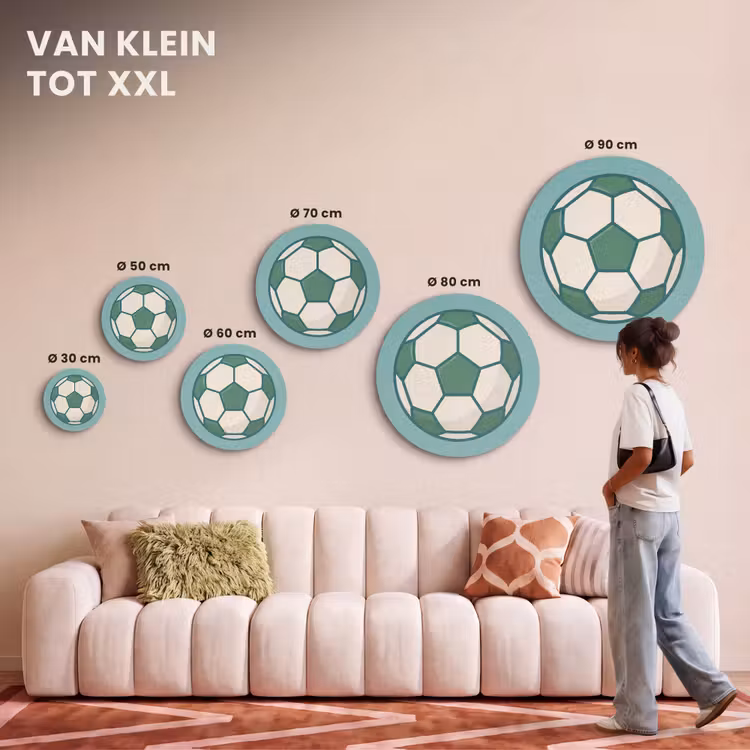 Akoestisch schilderij rond - Voetbal - Geometrisch - Sport - Illustratie - Blauwgroen — 7