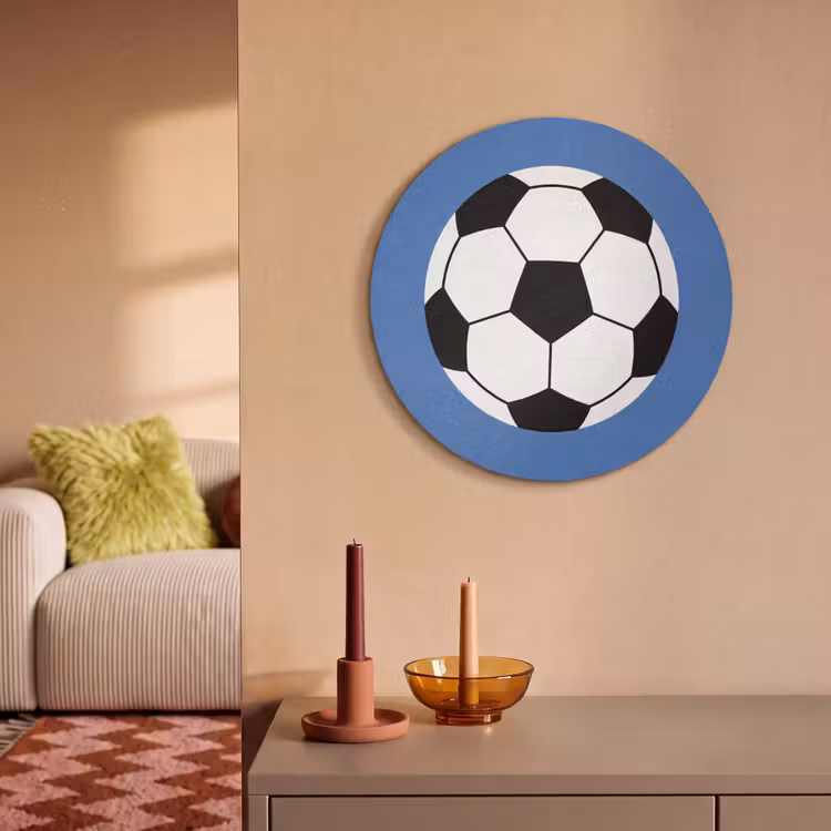 Akoestisch schilderij rond - Voetbal - Zwart-wit - Sport - Illustratie - Blauw — 2