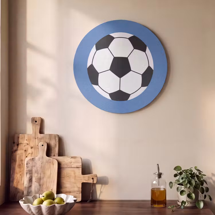 Akoestisch schilderij rond - Voetbal - Zwart-wit - Sport - Illustratie - Blauw — 4