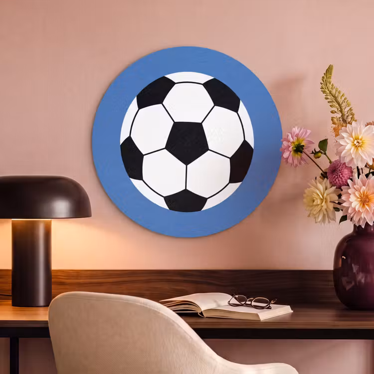 Akoestisch schilderij rond - Voetbal - Zwart-wit - Sport - Illustratie - Blauw — 6