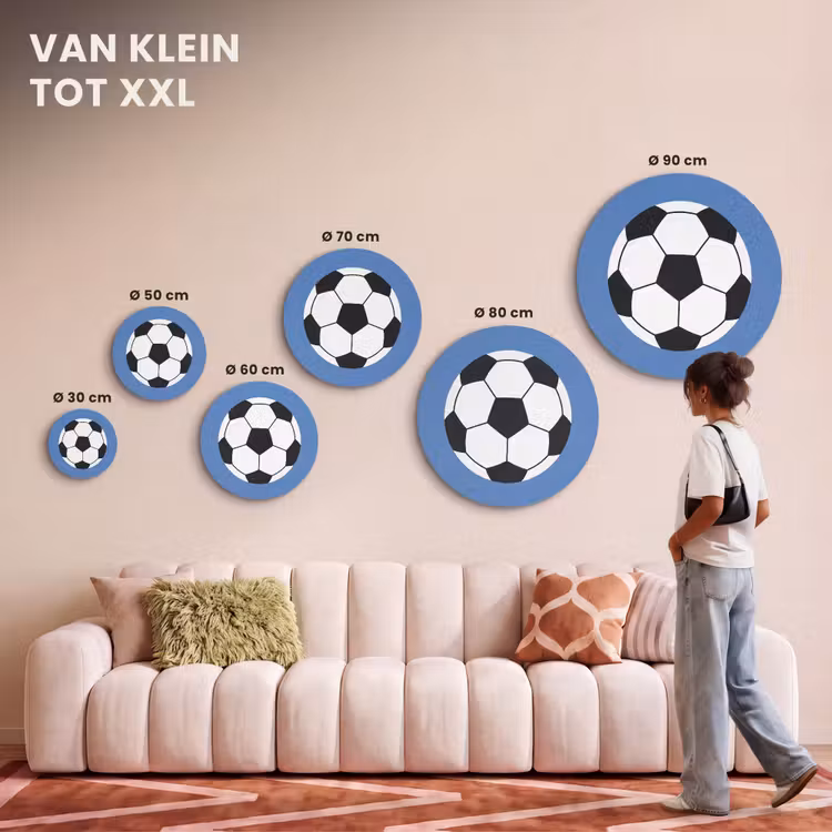 Akoestisch schilderij rond - Voetbal - Zwart-wit - Sport - Illustratie - Blauw — 7