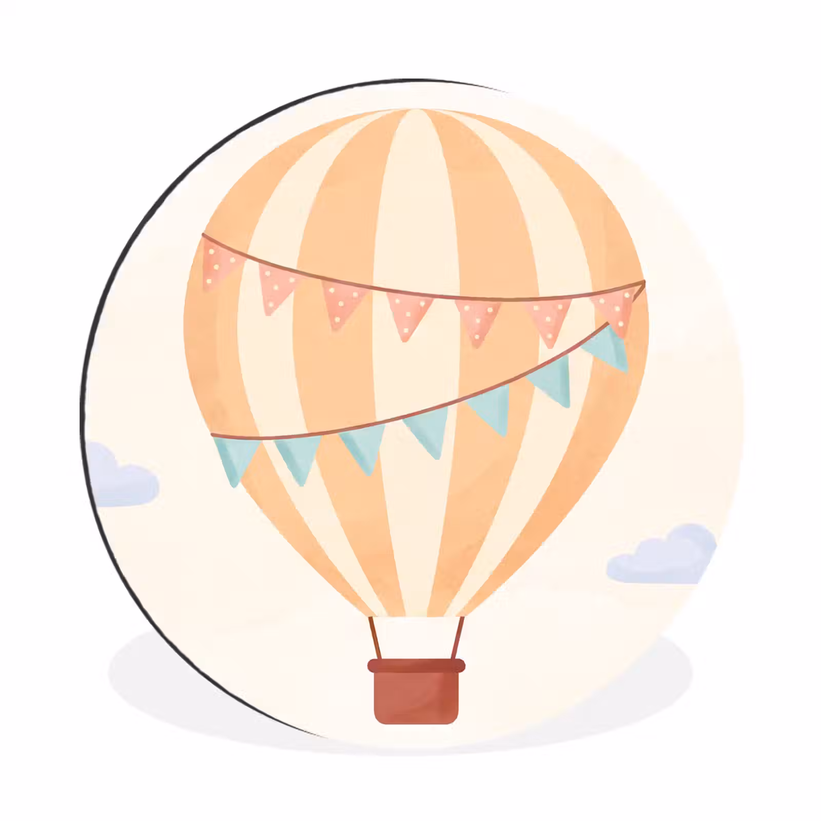 Luchtballon - Wolken - Illustratie - Zacht - Kinderkamer — 1