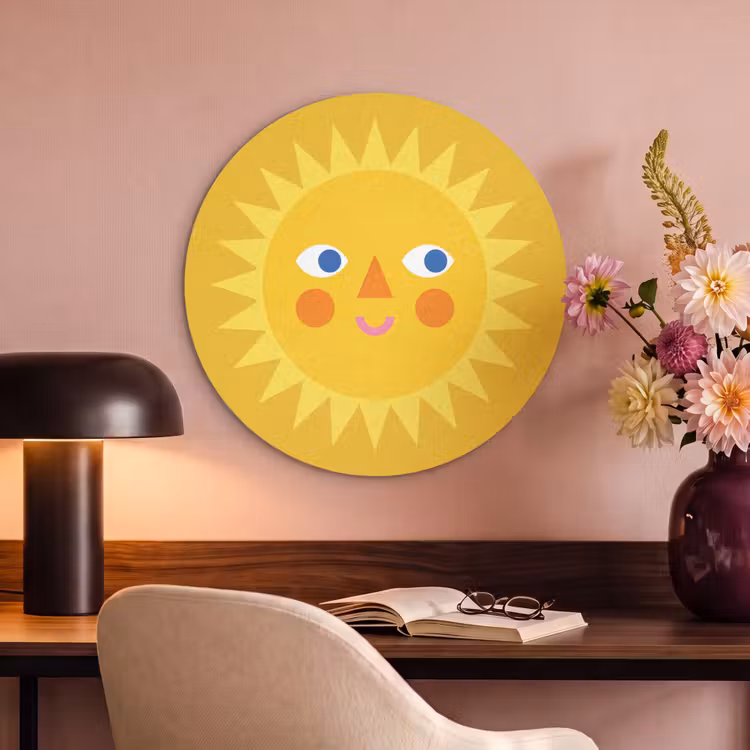 Akoestisch schilderij rond - Zon - Gezicht - Zomer - Illustratie - Geel — 6