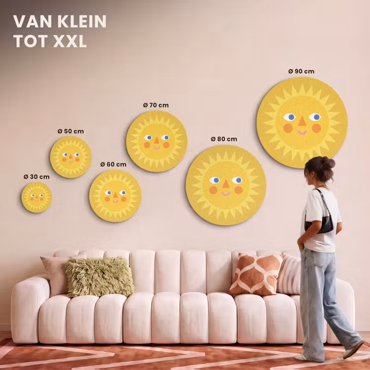 Akoestisch schilderij rond - Zon - Gezicht - Zomer - Illustratie - Geel — 7