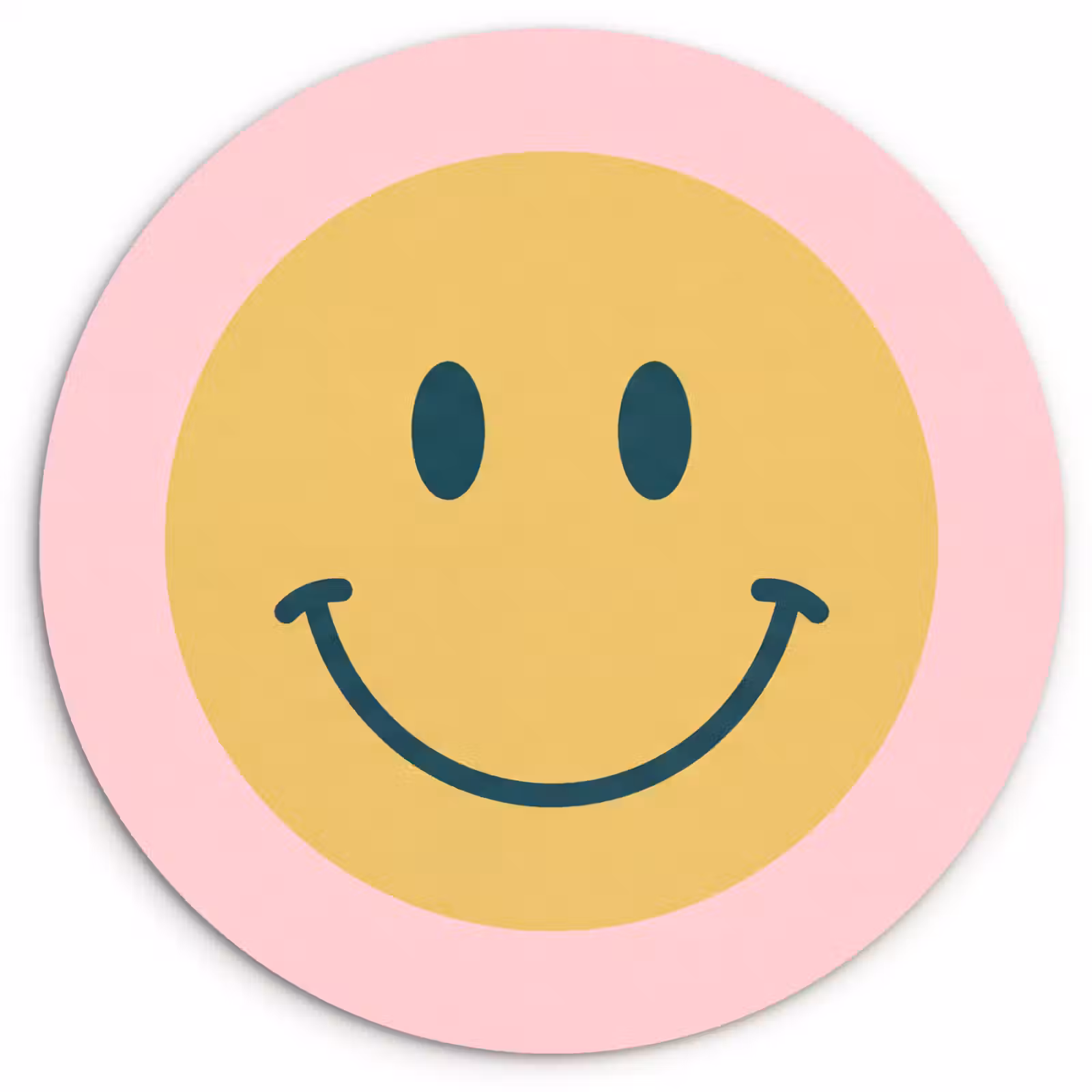 Wandcirkel - Glas - Smiley - Geel - Roze - Symbool - Minimalistisch — 1