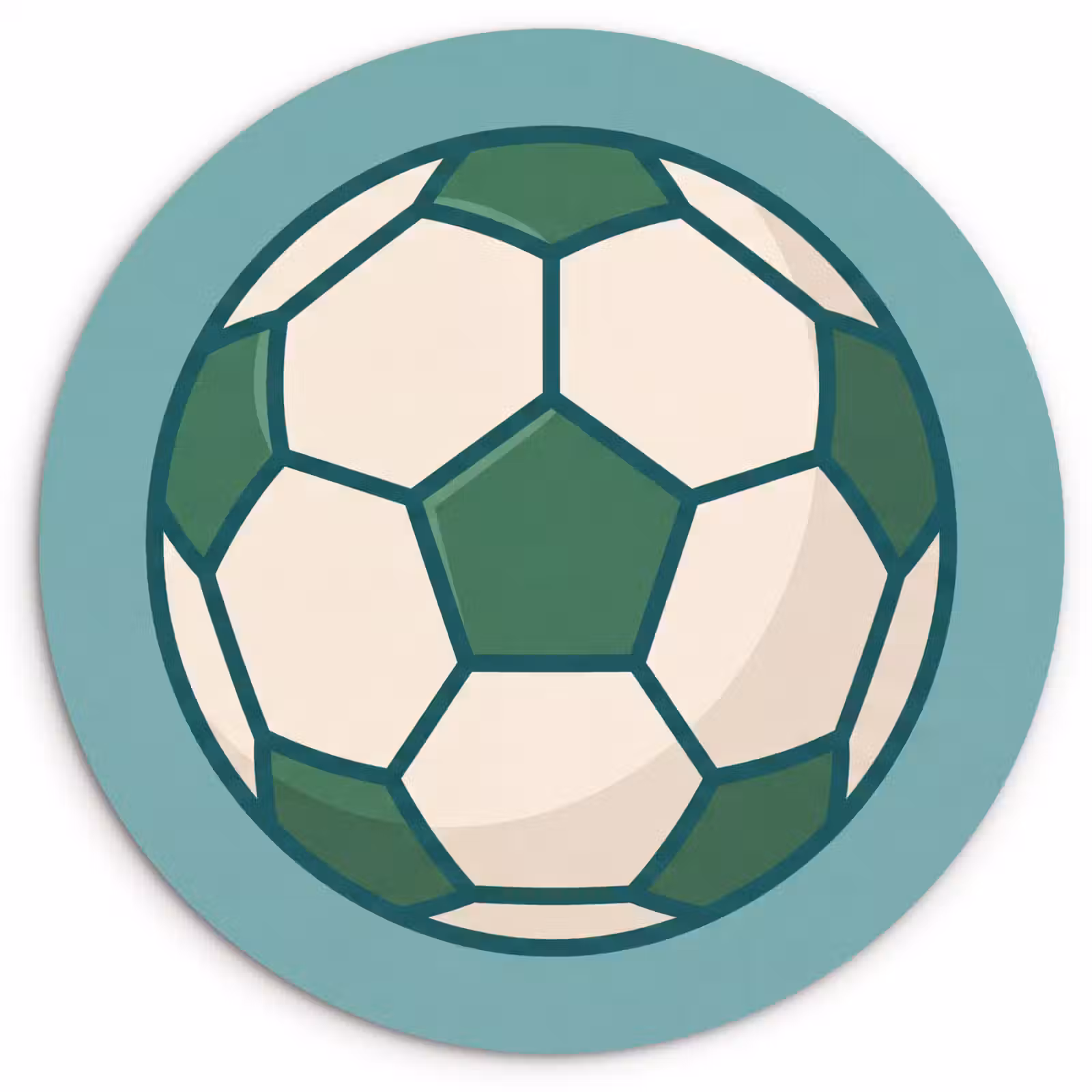 Wandcirkel - Glas - Voetbal - Geometrisch - Sport - Illustratie - Blauwgroen — 1