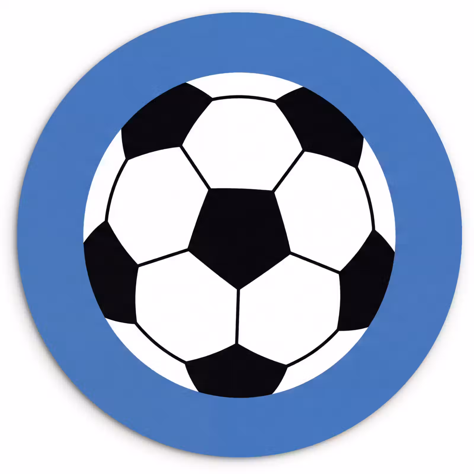 Wandcirkel - Glas - Voetbal - Zwart-wit - Sport - Illustratie - Blauw — 1