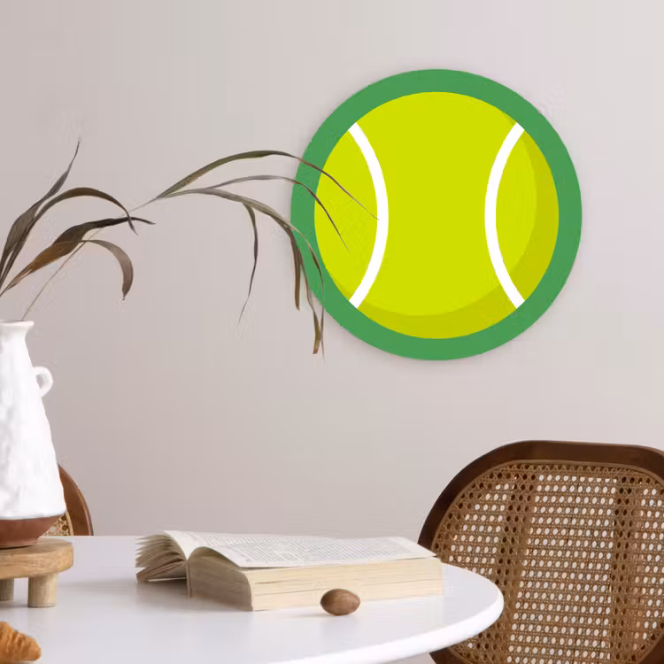 Wandcirkel - Glas - Bal - Geel - Sport - Groen - Illustratie — 4