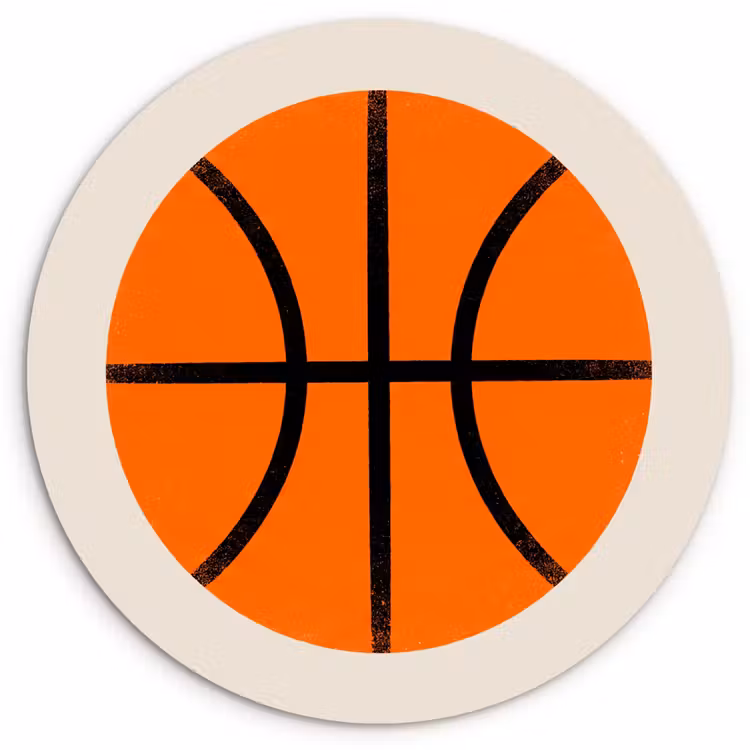 Wandcirkel - Glas - Basketbal - Bal - Sport - Illustratie - Oranje — 1