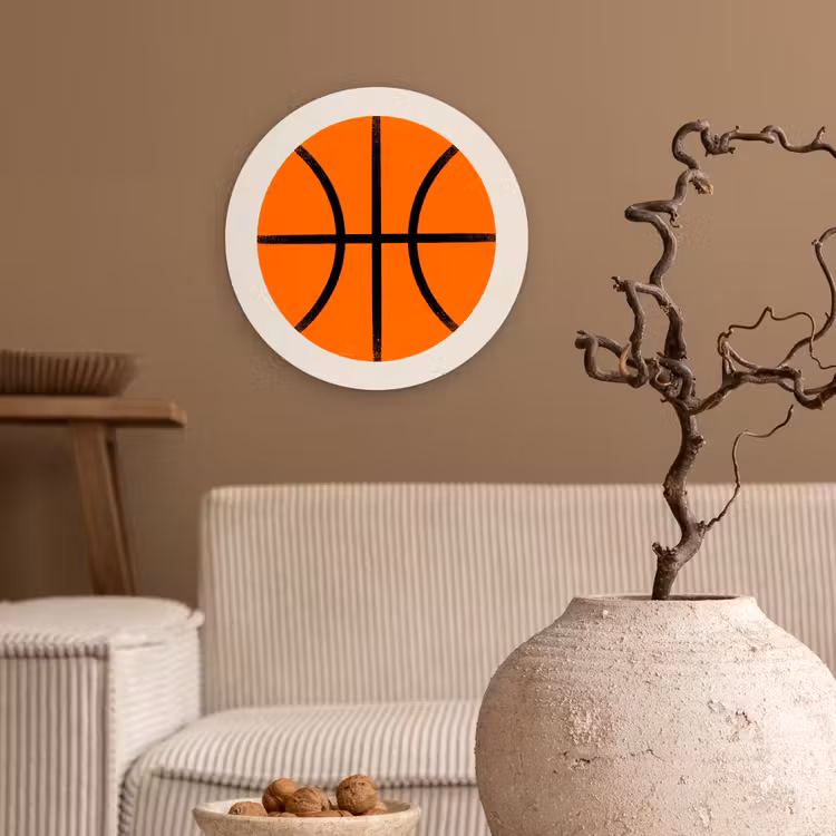 Wandcirkel - Glas - Basketbal - Bal - Sport - Illustratie - Oranje — 2