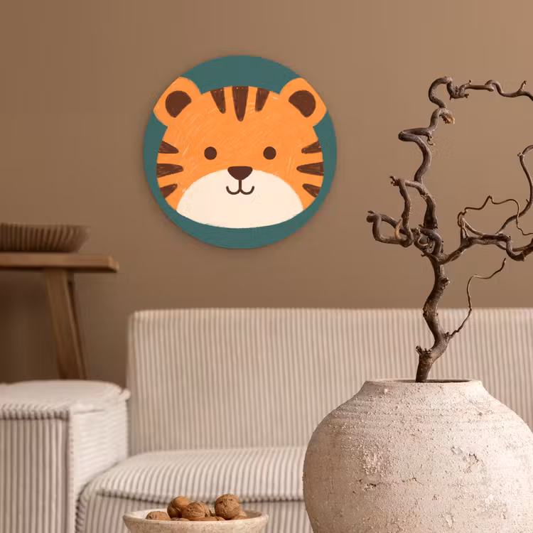 Wandcirkel - Glas - Dieren - Kop - Oranje - Illustratie - Modern — 2