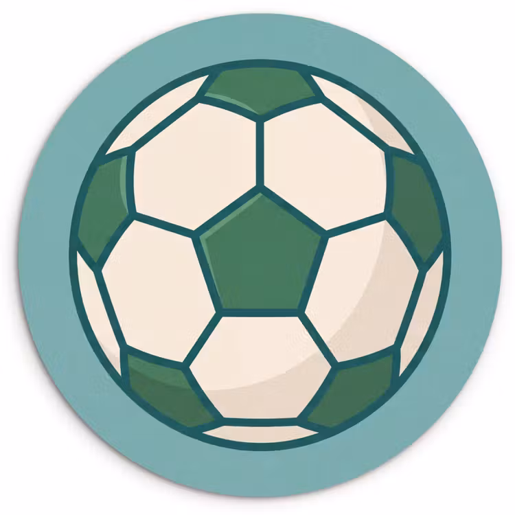 Wandcirkel - Glas - Voetbal - Geometrisch - Sport - Illustratie - Blauwgroen — 1