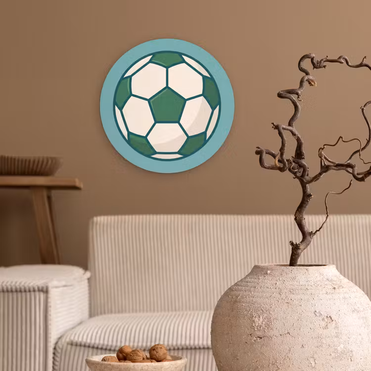 Wandcirkel - Glas - Voetbal - Geometrisch - Sport - Illustratie - Blauwgroen — 2
