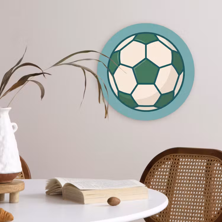 Wandcirkel - Glas - Voetbal - Geometrisch - Sport - Illustratie - Blauwgroen — 4