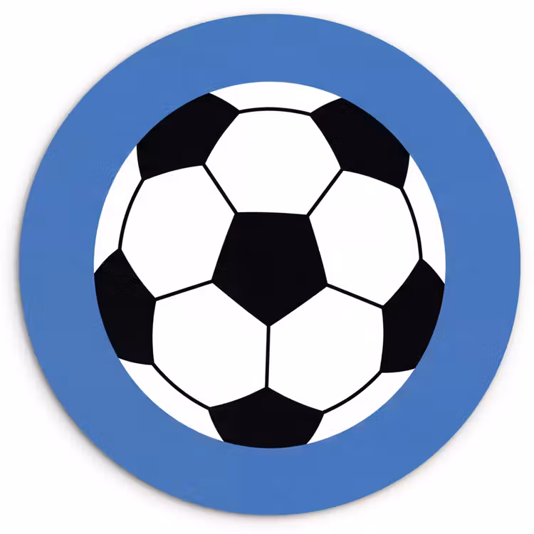 Wandcirkel - Glas - Voetbal - Zwart-wit - Sport - Illustratie - Blauw — 1