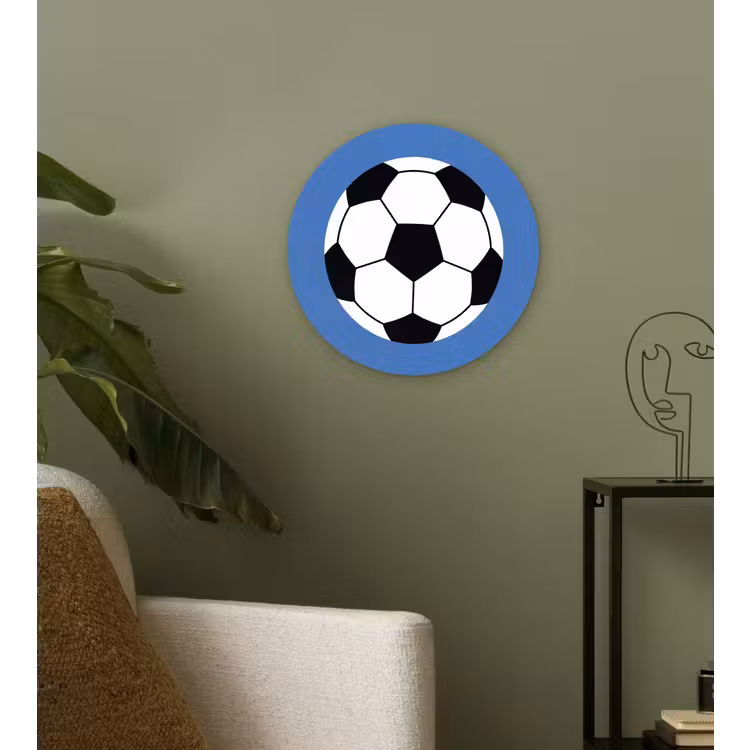 Wandcirkel - Glas - Voetbal - Zwart-wit - Sport - Illustratie - Blauw — 3