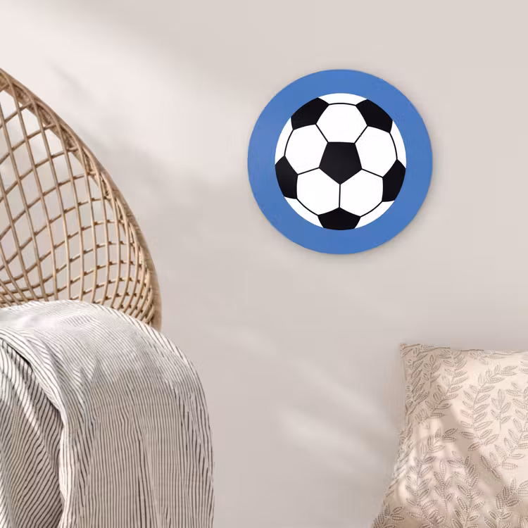 Wandcirkel - Glas - Voetbal - Zwart-wit - Sport - Illustratie - Blauw — 5