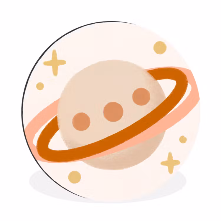 Planeet - Ringen - Ruimte - Illustratie - Beige — 1