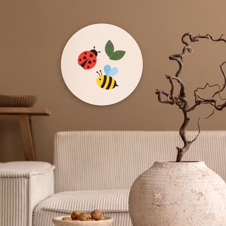 Wandcirkel - Glas - Insect - Blad - Natuur - Speels - Illustratie — 2