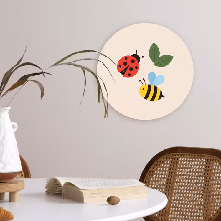 Wandcirkel - Glas - Insect - Blad - Natuur - Speels - Illustratie — 4