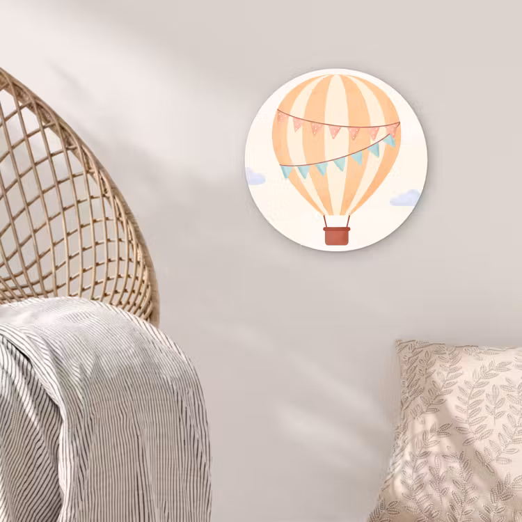 Wandcirkel - Glas - Luchtballon - Wolken - Illustratie - Zacht - Kinderkamer — 5