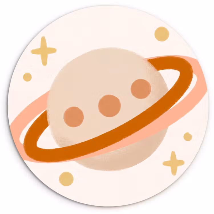 Wandcirkel - Glas - Planeet - Ringen - Ruimte - Illustratie - Beige — 1