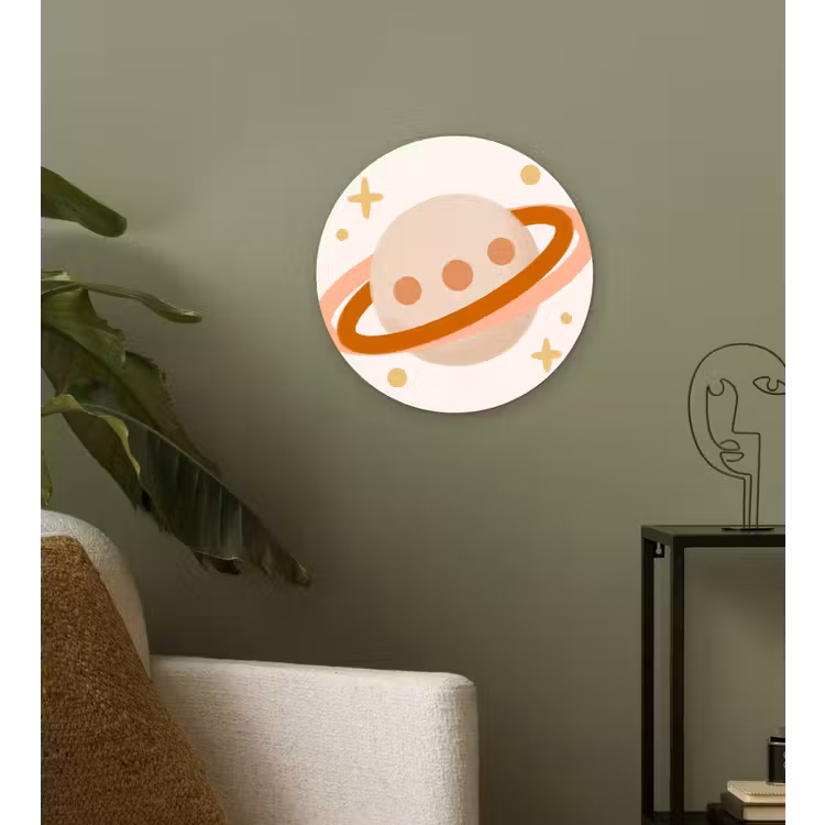 Wandcirkel - Glas - Planeet - Ringen - Ruimte - Illustratie - Beige — 3