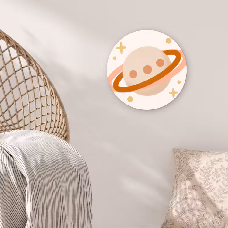 Wandcirkel - Glas - Planeet - Ringen - Ruimte - Illustratie - Beige — 5