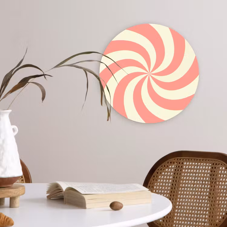 Wandcirkel - Glas - Spiraal - Patroon - Abstract - Roze - Beige — 4