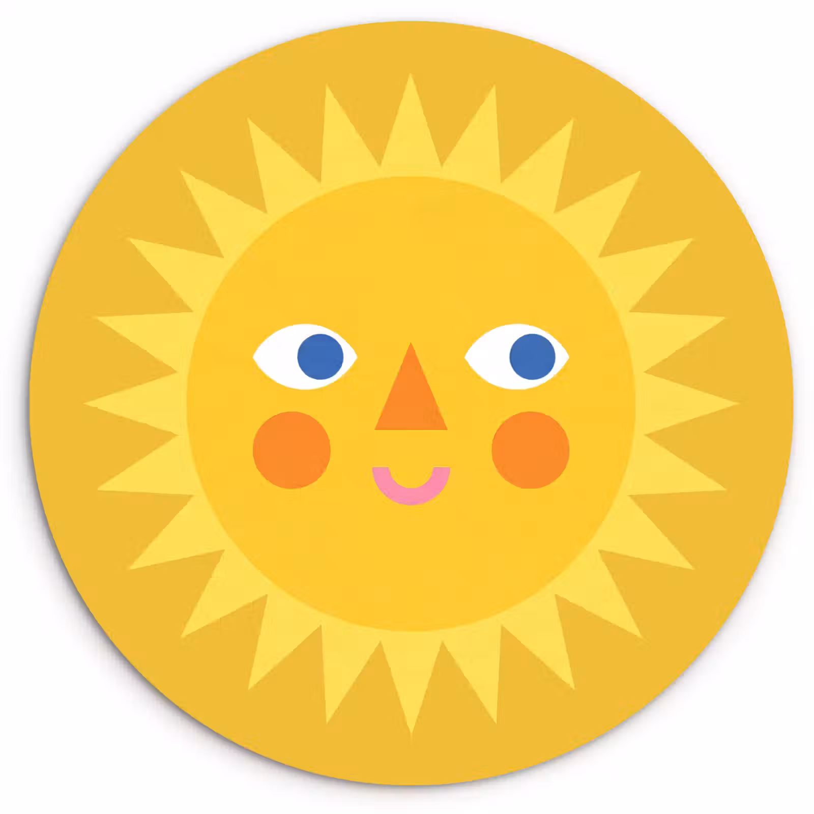 Wandcirkel - Glas - Zon - Gezicht - Zomer - Illustratie - Geel — 1