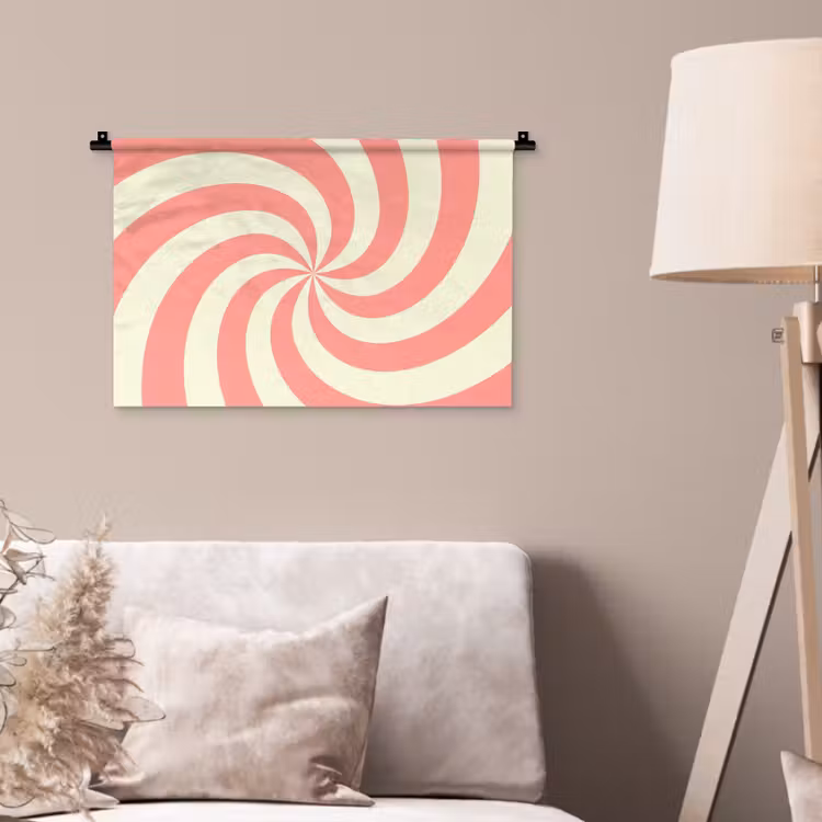 Wandkleed - Spiraal - Patroon - Abstract - Roze - Beige — 2