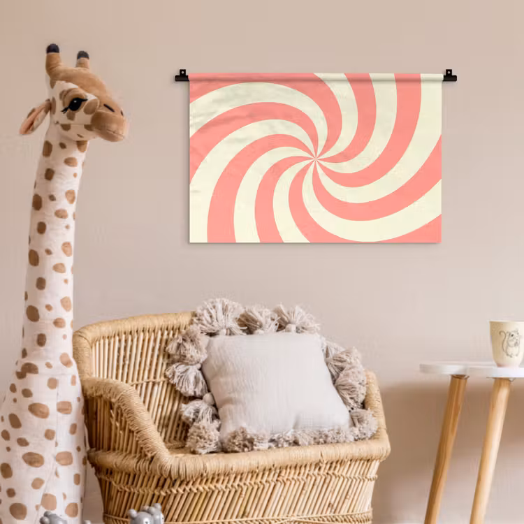 Wandkleed - Spiraal - Patroon - Abstract - Roze - Beige — 5