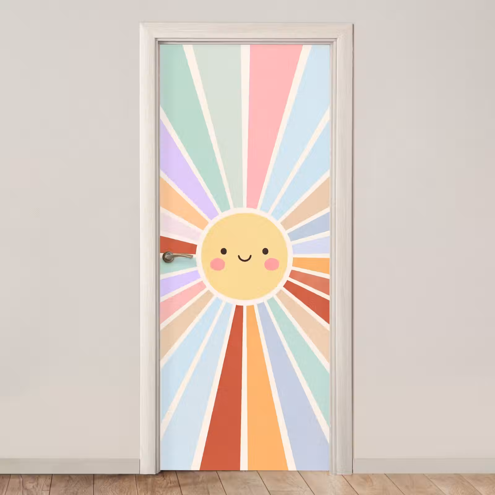 Deursticker - Zon - Stralen - Vrolijk - Kleurrijk - Abstract — 1