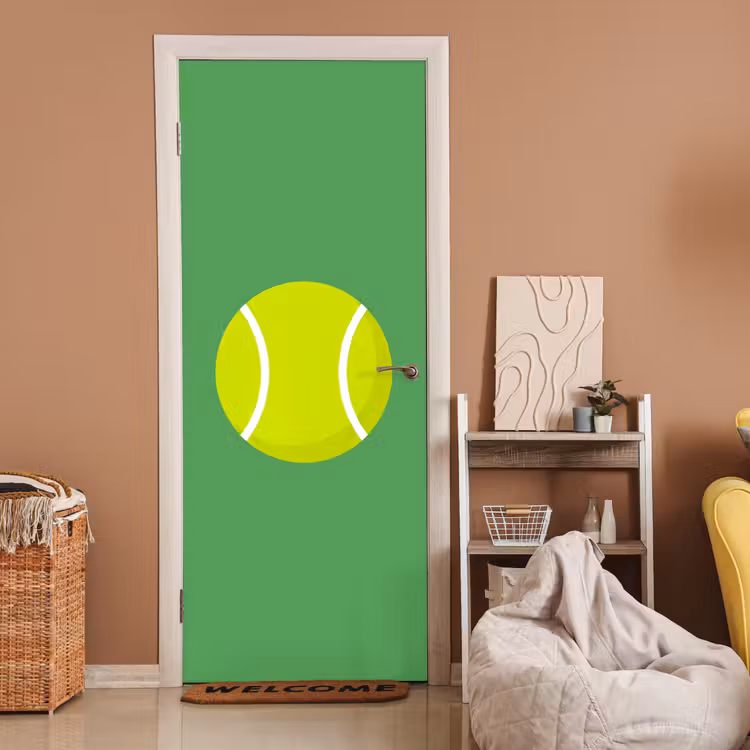 Deursticker - Bal - Geel - Sport - Groen - Illustratie — 2