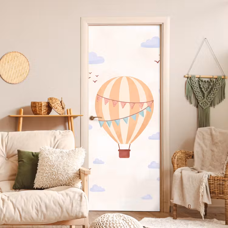Deursticker - Luchtballon - Wolken - Illustratie - Zacht - Kinderkamer — 4