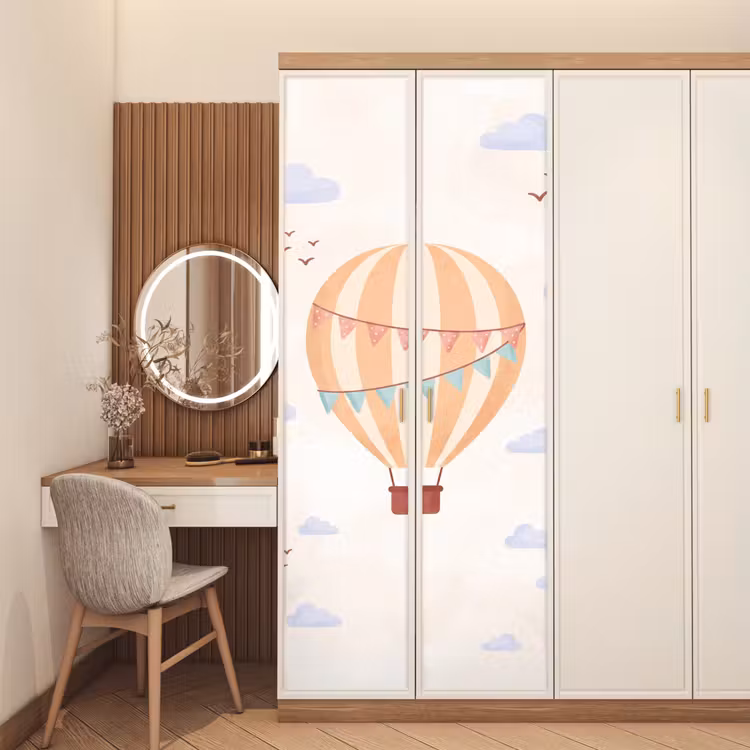 Deursticker - Luchtballon - Wolken - Illustratie - Zacht - Kinderkamer — 5
