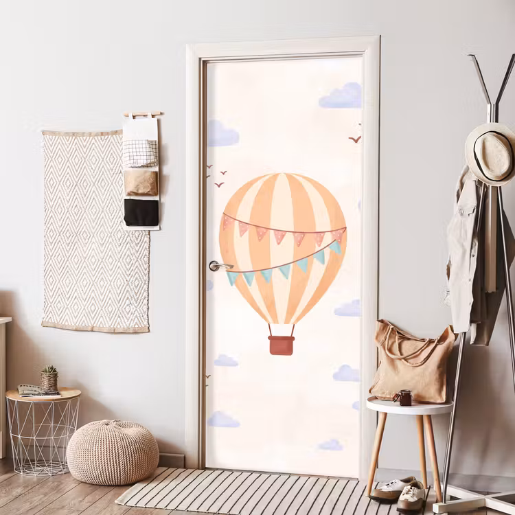 Deursticker - Luchtballon - Wolken - Illustratie - Zacht - Kinderkamer — 8